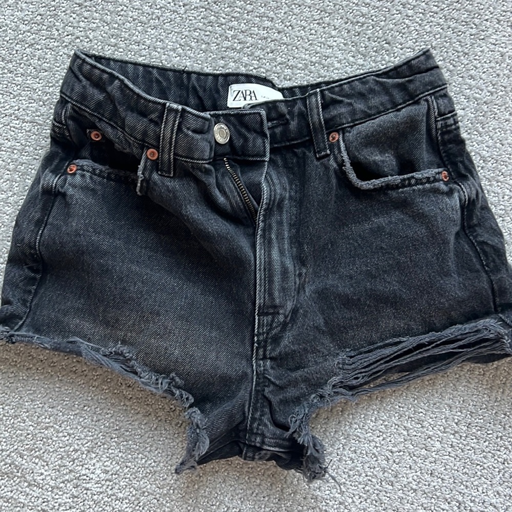 Zara black denim shorts